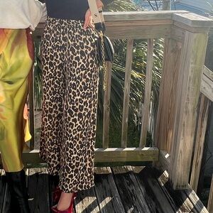 Leopard Print Wide-Leg Pants